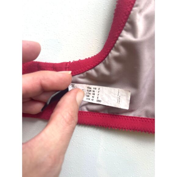 Chantelle Bra 42 F (DDD) Red Full Coverage Underwire Magnifique Minimizer Plus S - Picture 10 of 15